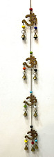 Vintage Brass AUM OM Symbol Hanging Bells & Beads Hindu Windchime Decoration picture