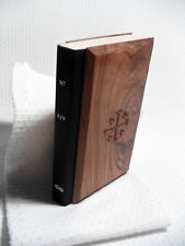SMALL BIBLE ~ WOOD COVERS ~ JEWISH CROSS ON FRONT ~ JERUSALEM ON BACK ~ 1978. picture