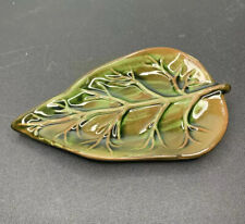 L’Occitane Glazed Leaf Trinket Tray Green Decorative Makeup Collectible Small 5” picture
