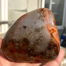 342g Large Banded Agate Natural Carnelian Quartz Crystal Palm Stone Specimen picture