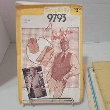 1980's Vintage SIMPLICITY 9793 PATTERN John Weitz VESTS 3 Styles Sz 46 UC FF picture