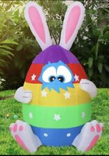 5ft Easter bunny Rainbow Splash Airblown Inflatable Yard Decor￼ picture