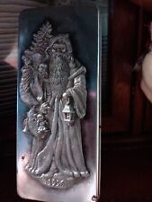 Christmas Vintage Metzke Pewter Metal Tin Santa with Lid 4x9 Father Christmas  picture