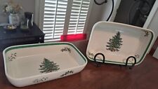 Set of 2 Spode Christmas Tree Rectangular Oven To Table Dish picture