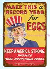 1942 ww2 poultry farm egg Uncle Sam keep America strong metal tin sign picture