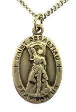 Pewter Catholic Saint Sebastian Pray for Us Medal Pendant, 1 Inch picture