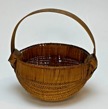 Rare North Carolina Primitive Miniature Handmade Split Oak Buttocks Basket 5 in. picture