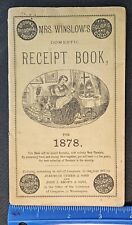 Antique for 1878 Mrs. Winslow's Domestic Receipt Book Brown's Bronchial Troches  picture