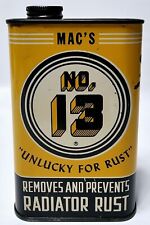 Vintage MAC'S No. 13 Removes & Prevents Radiator Rust 1 Pint Metal Can EMPTY USA picture
