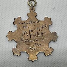 Mt St. Joseph's College Baltimore MD 1904 Victor David Grammar Medal Gold Filled picture