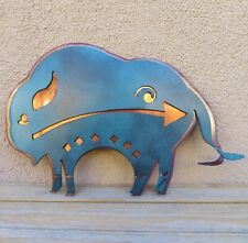Native American-Menominee Large Steel and Copper BUFFALO SCULPTURE-Cindy KucK picture