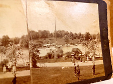 Stereoview PHOTO Card 1800's NY CENTRAL PARK New YORK City THE LAKE picture