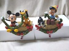 Vintage  Disney Pinocchio & Figaro, Mickey And Pluto 2 stocking holders Lnw  picture