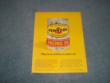 1968 Pennzoil Racing Oil Vintage Color Ad 