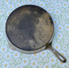 Antique Wagner #10 Block/Straight Logo Chrome Cast iron Skillet Outer Heat Ring  picture