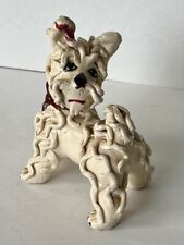 VINTATE MCM CERAMIC POTTERY SPAGHETTI DOG ITALY SCHNAUZER POODLE SIGNED picture
