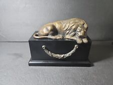  Bronze sculpture a large animal male lion statue Wood base Figurine picture