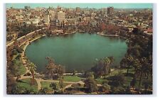 Postcard 1963 CA MacArthur Park Pond Water Aerial Scenic View California picture