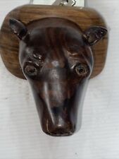 Vintage Zericote Wood Carved Dog Head Desk Top On A Wooden Base One Of A Kind picture