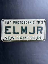 1963 New Hampshire License Plate Personalized Vanity ELMJR picture