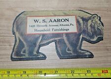 Vtg W. S. Aaron Altoona PA Household Furnishings Bear Advertising Trade Card  picture