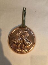 Vintage Decorative Copper Skillets Brass Handle W/Ducks and Heart picture
