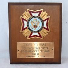Vintage Veterans of Foreign Wars VFW Full Color Brass Plaque No. 9184 Texas picture