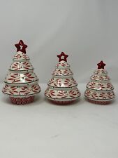 Temptations By Tara Light Up Christmas Trees Set Of 3 Ceramic Color Changing red picture