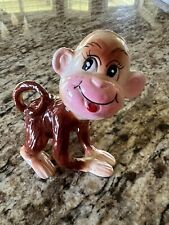 Vintage 1940s Japanese Ceramic Smiling Monkey Figurine 3.25 Inches Tall 4” Wide picture