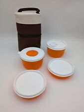 NEVER USED - Tupperware 5 pc Insulated Lunch Bag Set Orange/White picture