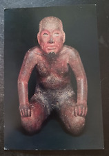 vtg postcard stone figure of shaman in transformation pose Olmec art unposted picture