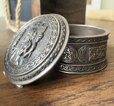 Custom Made Hecate Goddess Of Magic Cold Cast Bronze Round Trinket Altar Box picture