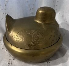 Vintage Retro Indian Brass Lidded Duck Bowl India Fowl Bird picture