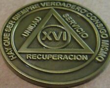 Alcoholicos Anonimos 16 year Bronze Medallion Spanish AA Alcoholics Anonymous  picture