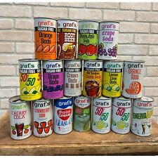 Vintage Graf's Soda Pop Cans (17) Cola Grape 50/50 Steel Pull Tab Flat Milwaukee picture