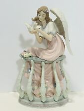 Vintage Members Mark Porcelain Hand Painted Angel with Dove 12” Tall picture
