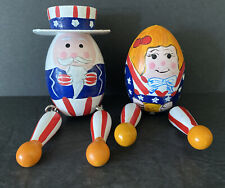 Patriotic Egg Shelf Sitters USA Humpty Dumpty Hand Painted Terry’s Village 3” H picture