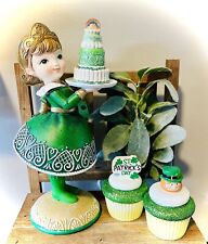 New St. Patrick’s Day Lucky Lane Gingerbread Irish Girl W Cake & Cupcake Bundle picture