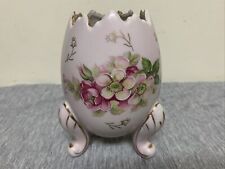 Vintage Inarco 1962 Porcelain Small Cracked Egg Footed Pink & Gold Floral Vase  picture