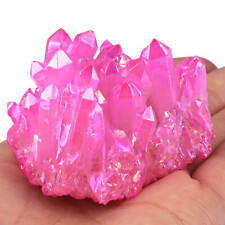 Natural Aura Pink Rose Quartz Crystal Cluster Titanium Energy Gemstone Healing picture
