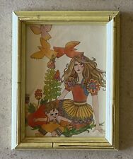 Vintage Pair of 1970s Hippy BoHo Chic Framed Gerber Baby Ad Illustrations picture