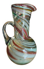 Vintage Art Glass Pitcher End of Day Multi-Color Swirl Pulled Candy Look SEE GUC picture