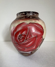 Textured Red Rose Vase With Mixed Finish Medium Unsigned picture
