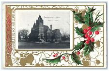 c1910 Presbyterian Church Building Christmas Greetings Card Ackley Iowa Postcard picture