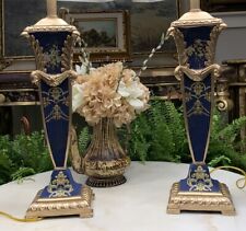 Stunning Up Cycled Royal Blue HandPainted Lamps (Set Of 2) picture