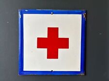 RED CROSS HOSPITAL Vintage Europe Industrial 1970's Enamel Sign Decoration picture