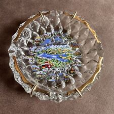 VINTAGE LAKE CONSTANCE BODENSEE GERMANY CLEAR PRESSES GLASS SOUVENIR ASHTRAY picture