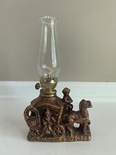 Vintage Hand Painted Ceramic Horse &Coach Oil Lamp 8.75” picture