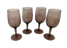 Set of 4 Vintage Purple Amethyst Wine Glasses. Short Stemmed Glass. Solid Color. picture