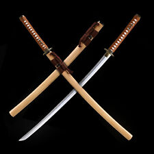 Brown Musashi Tsuba 9260 Spring Steel Japanese Samurai Sword Katana Sharp US picture